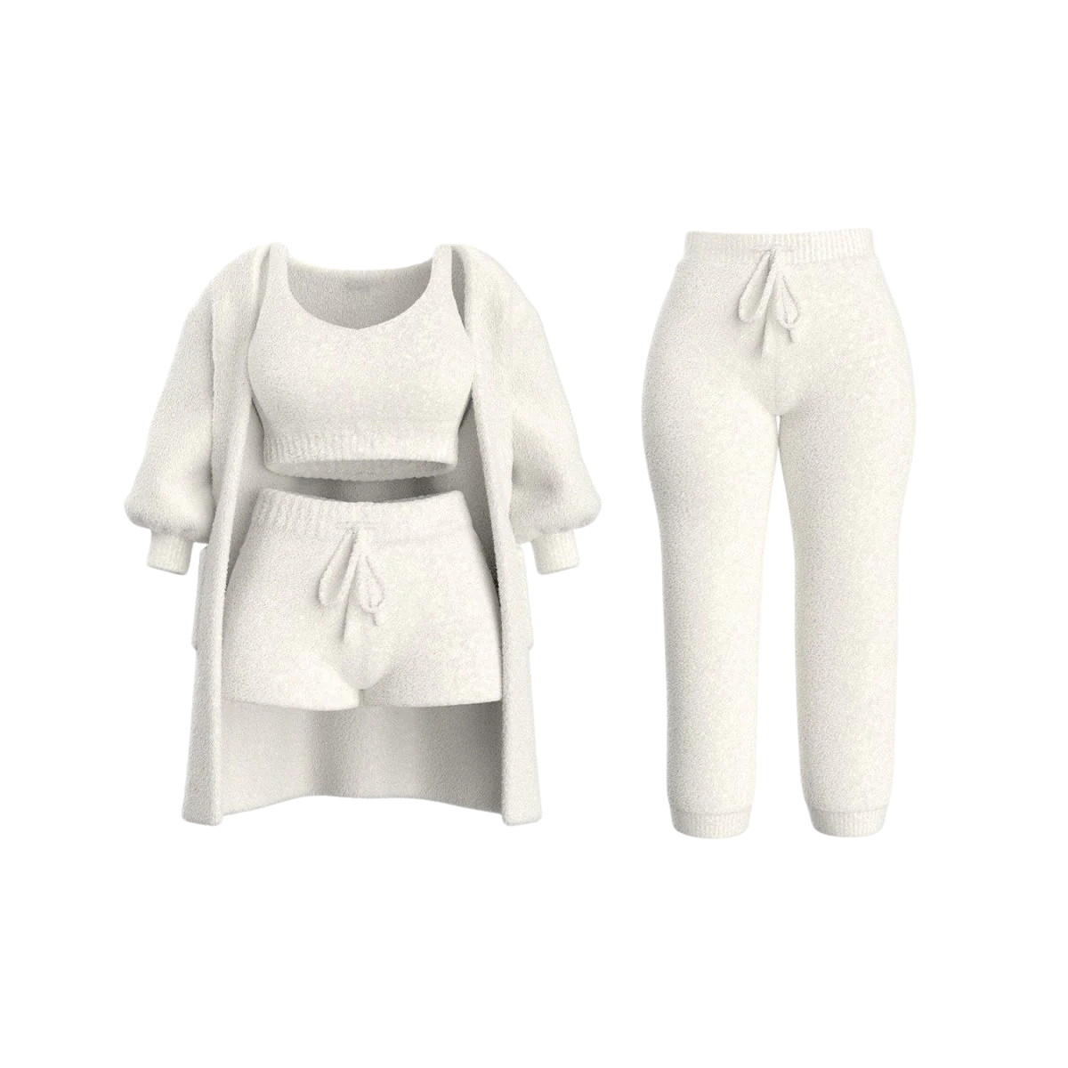 Fleece Knit Cardigan Set