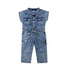 Denim Bow Romper- Full Length