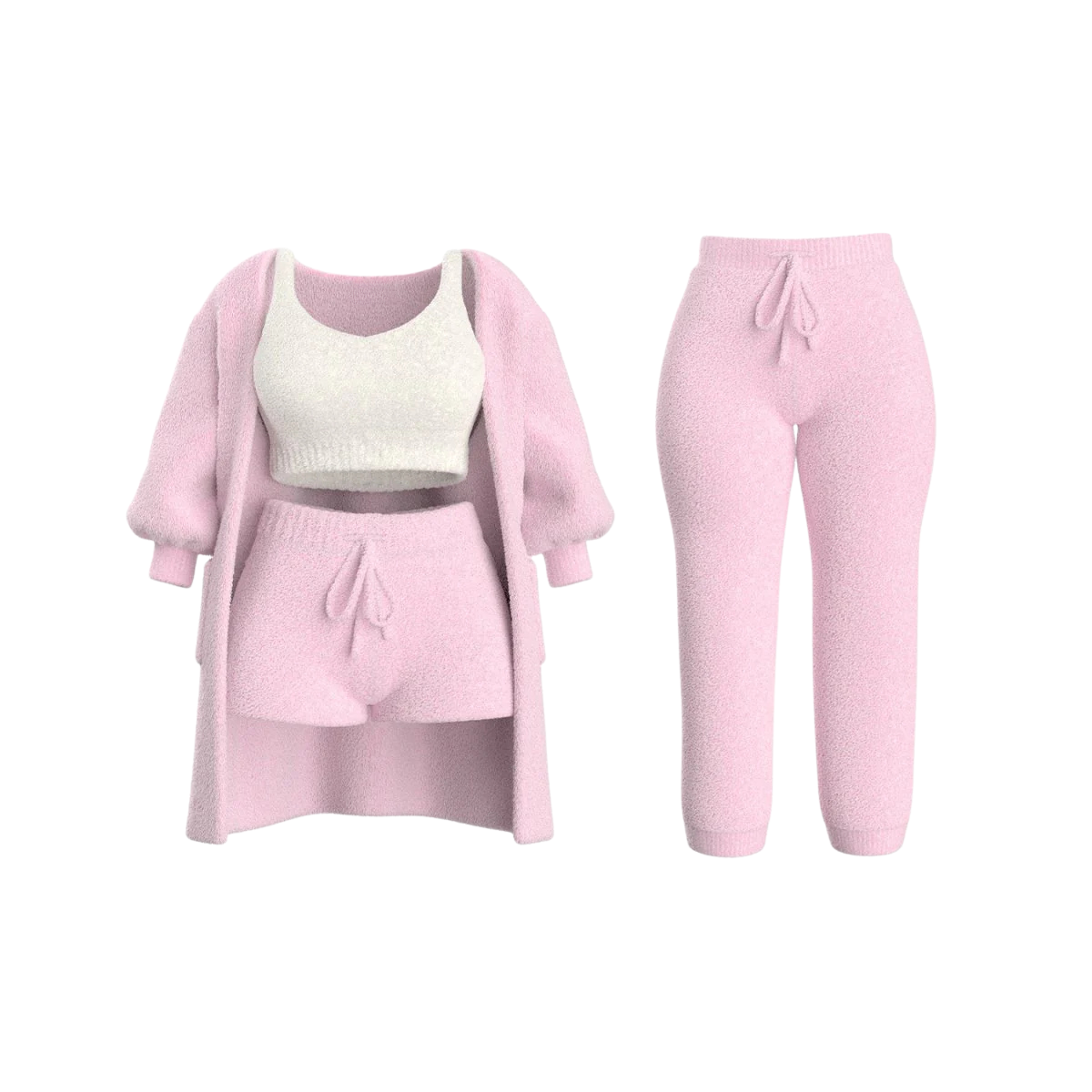 Fleece Knit Cardigan Set