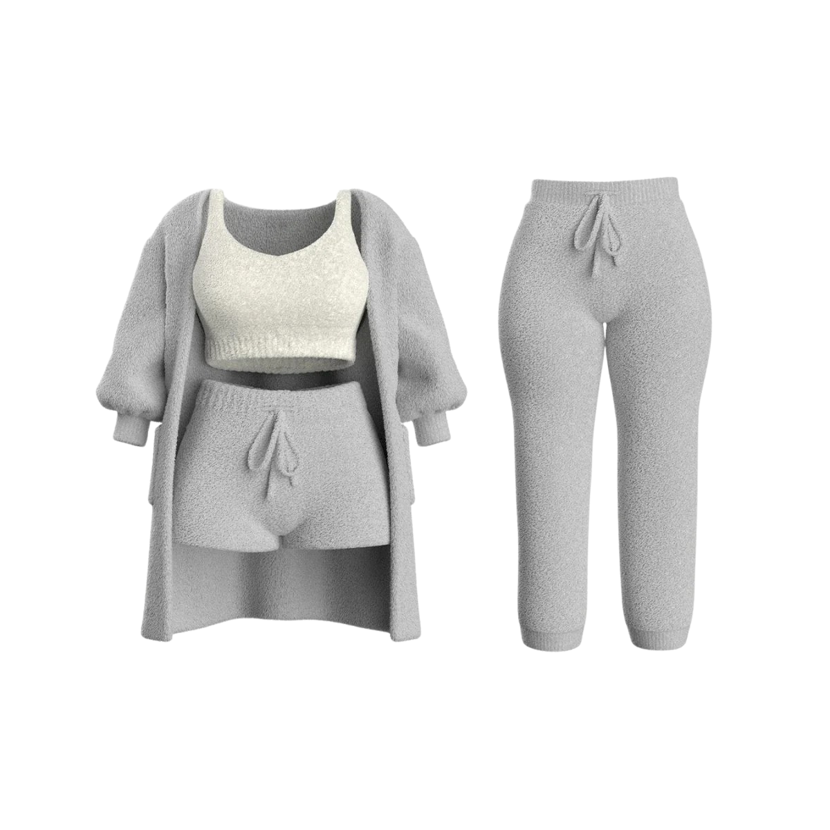 Fleece Knit Cardigan Set