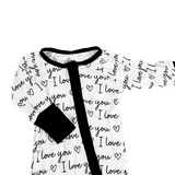 I love You Zipper Romper