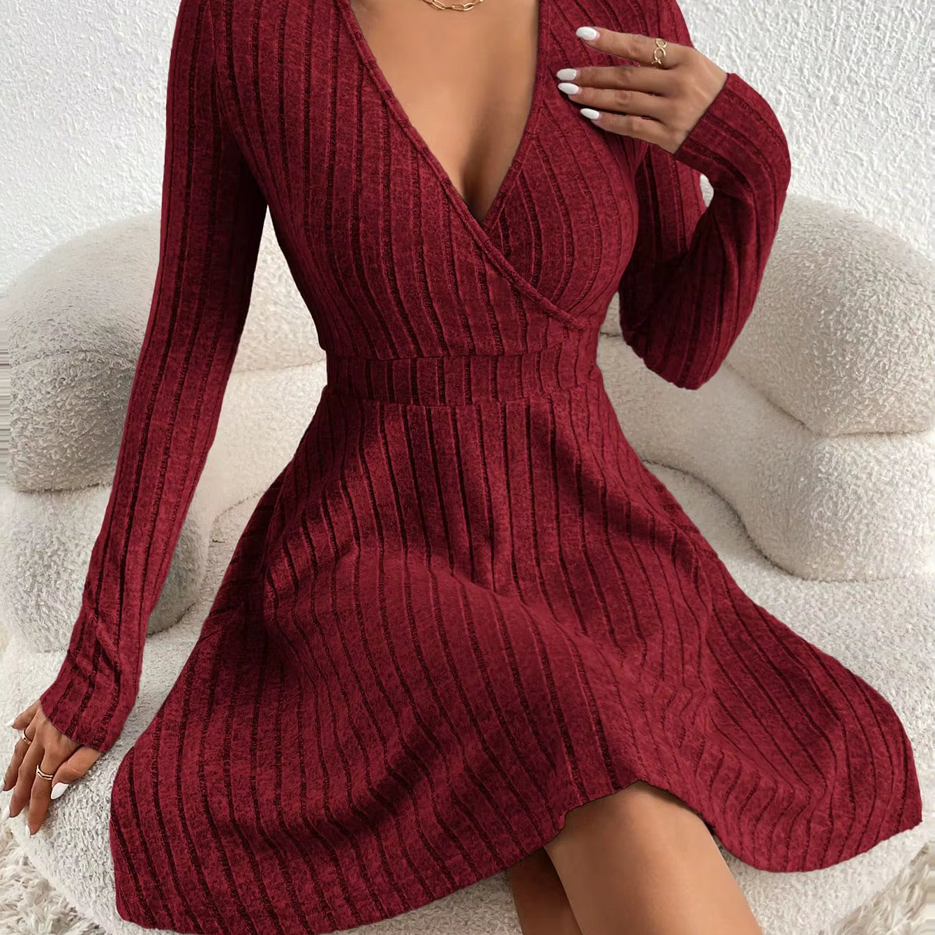 V-Neck Flutter Dress