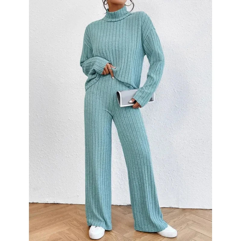 High-Neck Knit Two-Piece Set