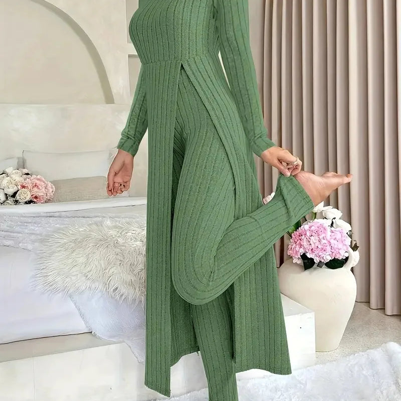 Longline Low-Cut Two-Piece Set with Slit