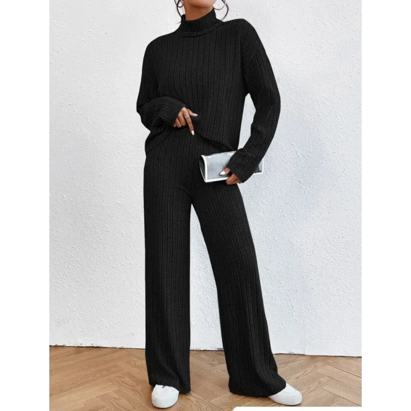 High-Neck Knit Two-Piece Set