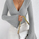 V-Neck Bell Sleeve Top