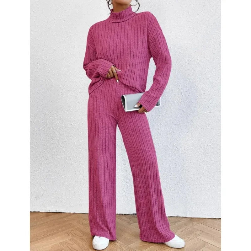 High-Neck Knit Two-Piece Set
