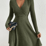 V-Neck Flutter Dress