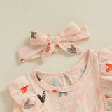 Heart Ruffle Jumpsuit with Headband