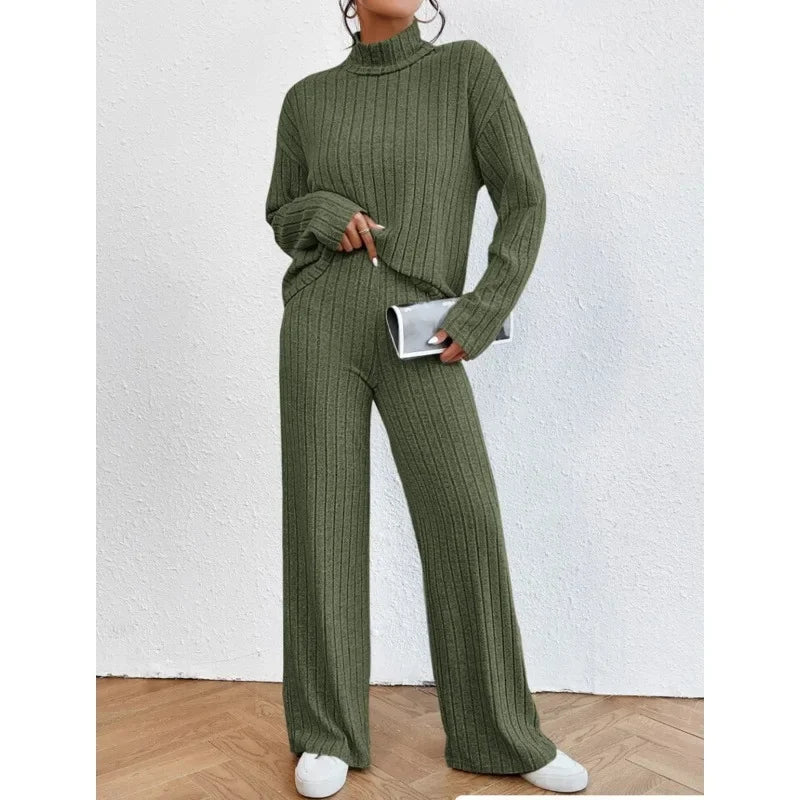 High-Neck Knit Two-Piece Set