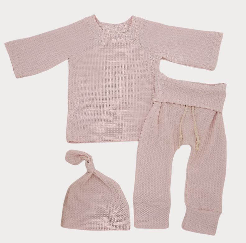 Waffle Ribbed Bodysuits With Harem Pants