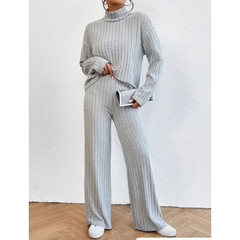 High-Neck Knit Two-Piece Set
