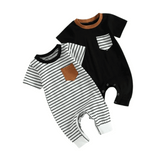 Short Sleeve Striped Romper