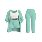 Fleece Knit Cardigan Set