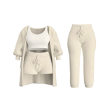 Fleece Knit Cardigan Set