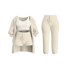 Fleece Knit Cardigan Set