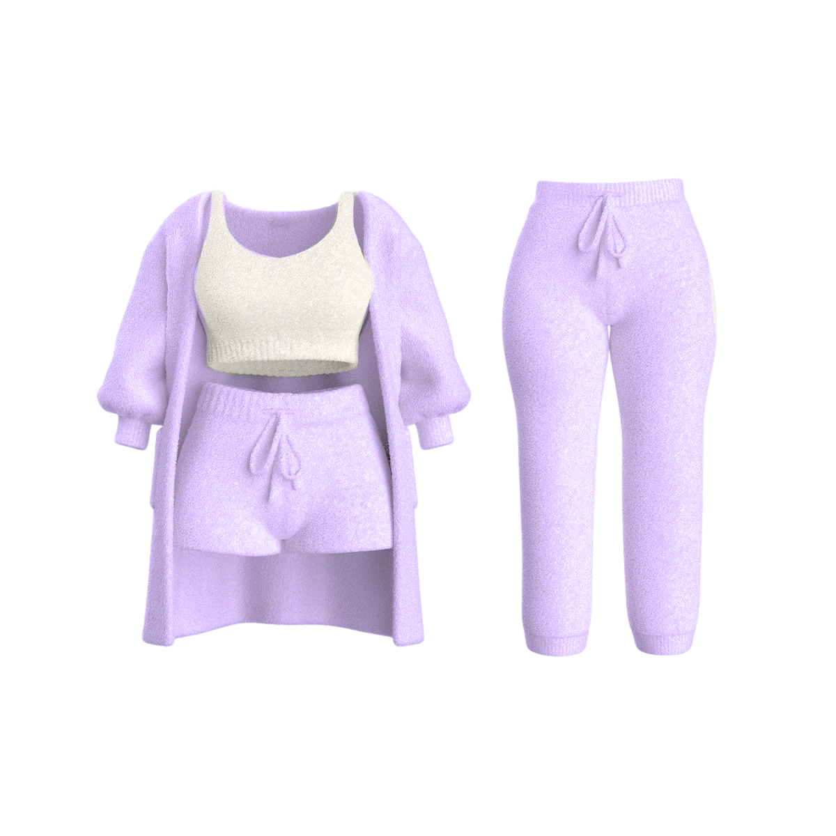 Fleece Knit Cardigan Set